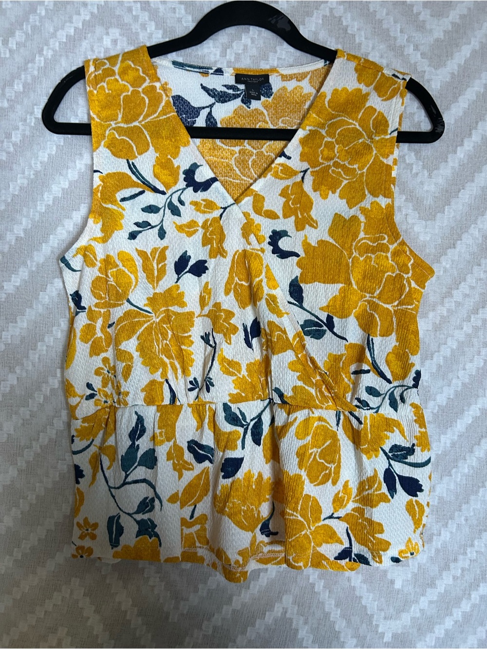 Ann Taylor Yellow Floral Sleeveless Peplum Camisole